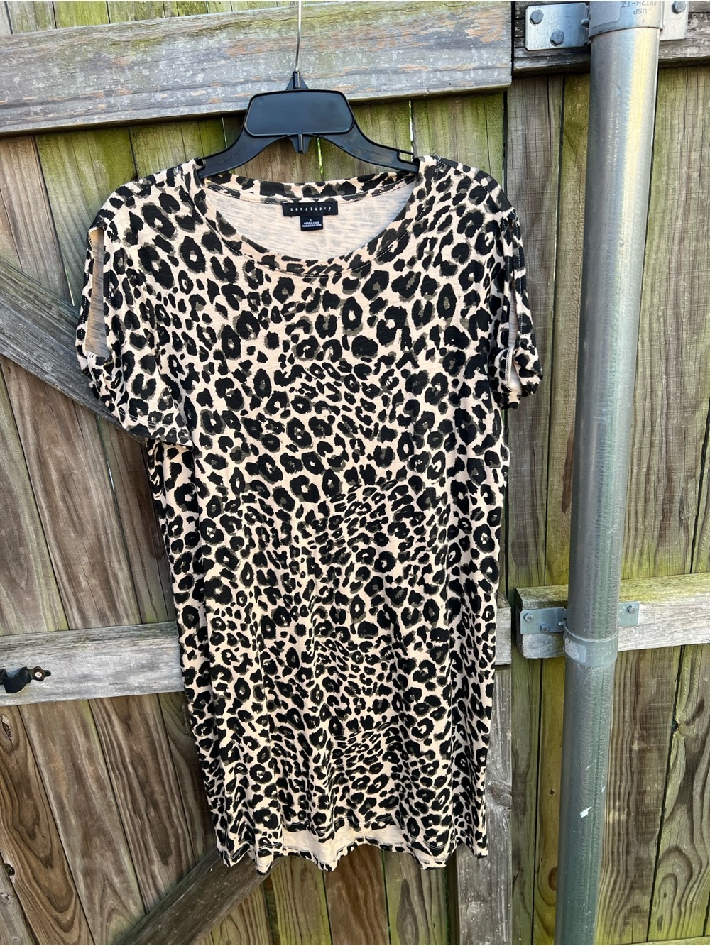 👗Sanctuary Leopard Print Short Sleeve T-Shirt Dress - Neutral Black & Tan - Picture 2 of 7